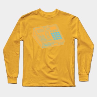 Beat Maker (Blue Jeans Lines + Yellow Orange Drop Shadow) Analog / Music Long Sleeve T-Shirt